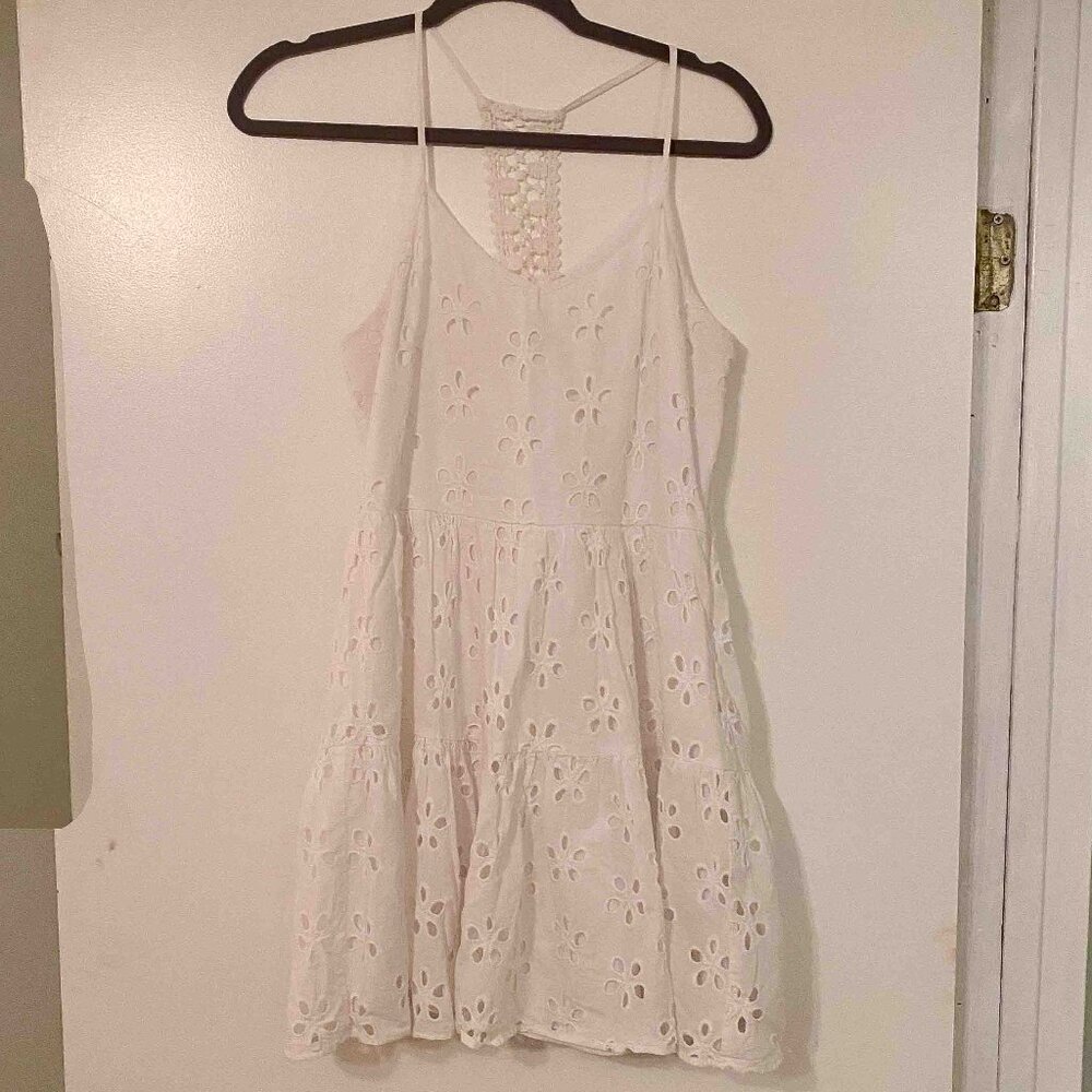 White Floral Strappy Mini Dress
